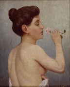 Alfred Hirv Nude with a rose oil on canvas